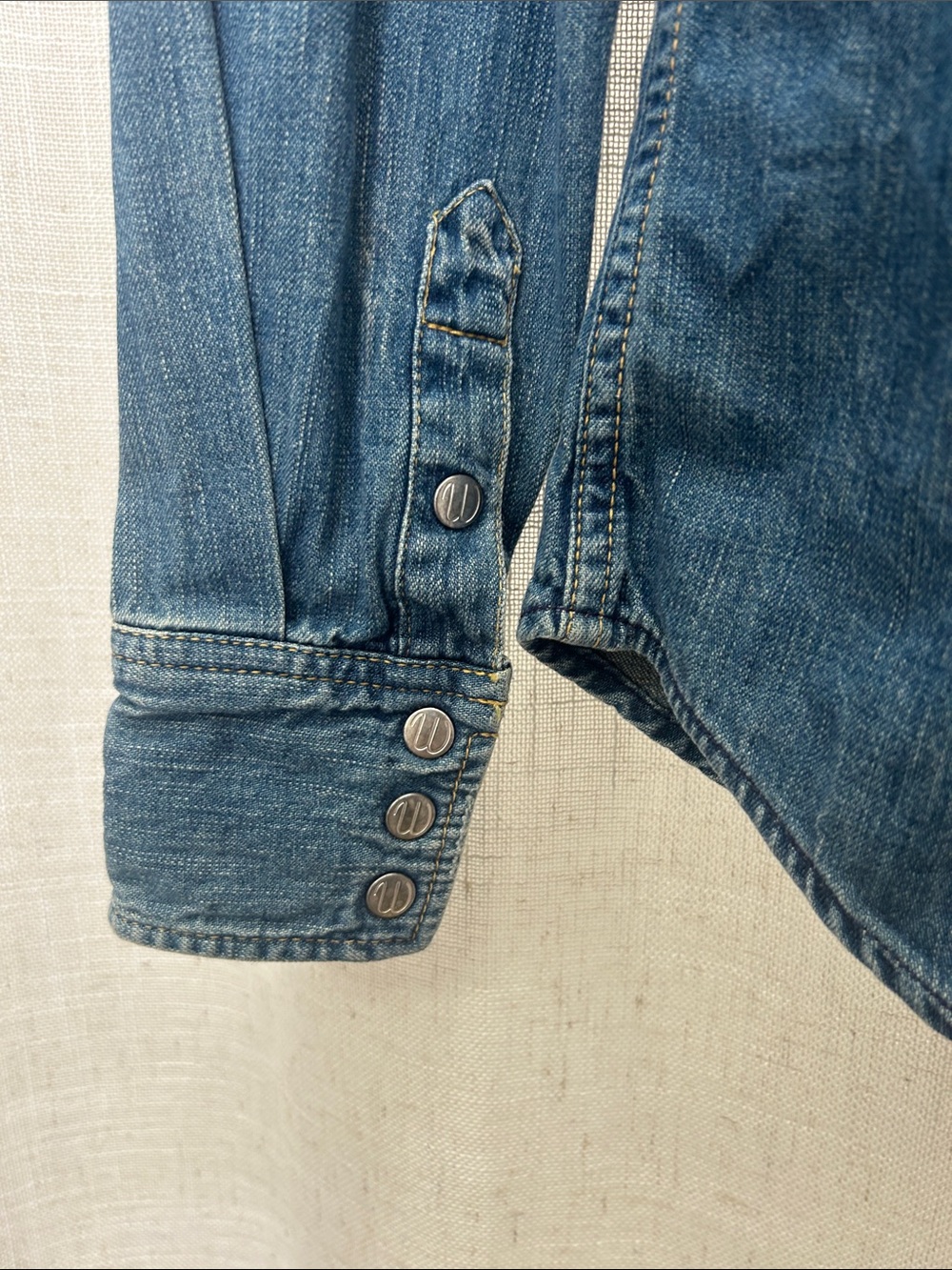 Wrangler Blue Denim Western Long Sleeve Shirt Size Small Excellent Condition - Picture 14 of 15